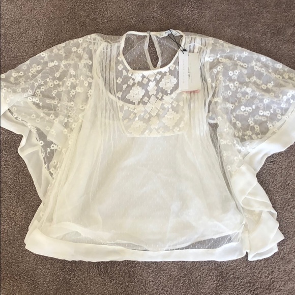 Zara Tops - 🆕 Zara Basic Collection Cream Eyelet Shirt